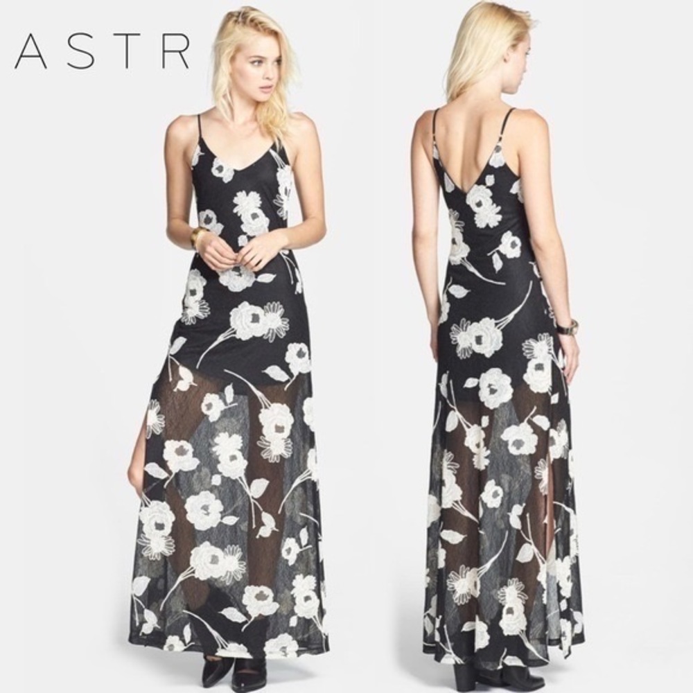 ASTR embroidered lace maxi dress